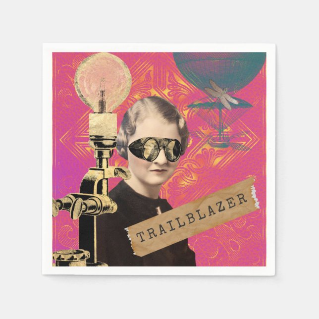 Steampunk Woman Trailblazer Pop Art Pappersservett (Framsidan)
