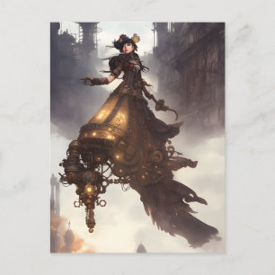 Steampunk Woman vycard Vykort