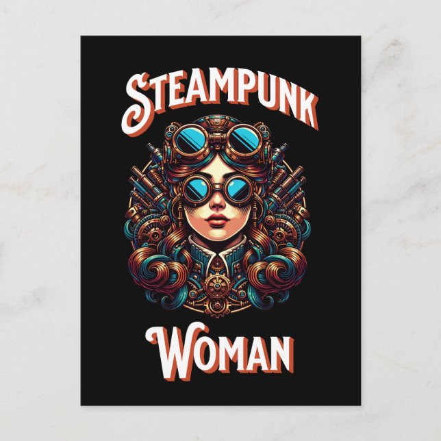 Steampunk Woman Vykort (Framsida)