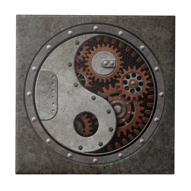 Steampunk Yin Yang Kakelplatta (Framsidan)