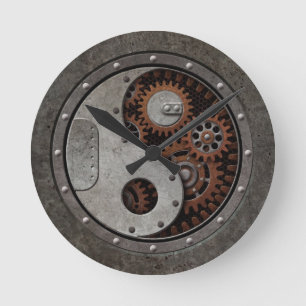 Steampunk Yin Yang Rund Klocka