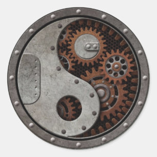 Steampunk Yin Yang Runt Klistermärke