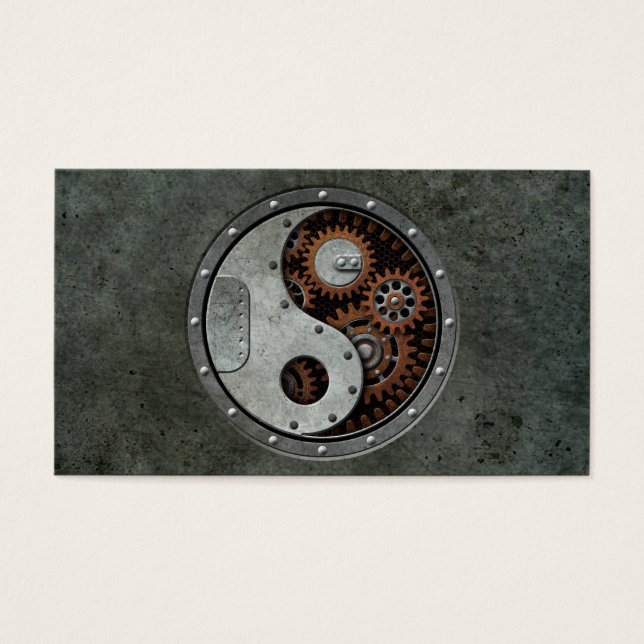 Steampunk Yin Yang Visitkort (Framsidan)