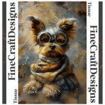 Steampunk Yorkie Oljemålning Decoupage Höger 163