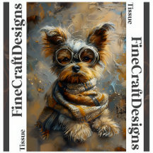 Steampunk Yorkie Oljemålning Decoupage Lämnades 16