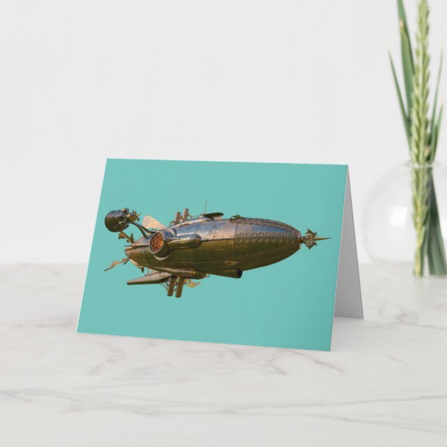 STEAMPUNK ZEPPELIN BLIMP BLANK CARDS KORT (Framsida)