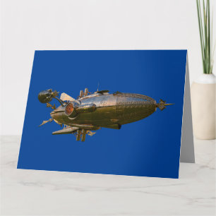 STEAMPUNK ZEPPELIN BLIMP NEWSPAPER FÖDELSEDAGSKORT KORT