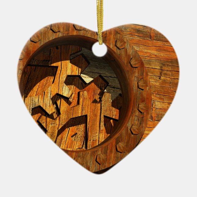 steampunkklocka julgransprydnad keramik (Framsidan)