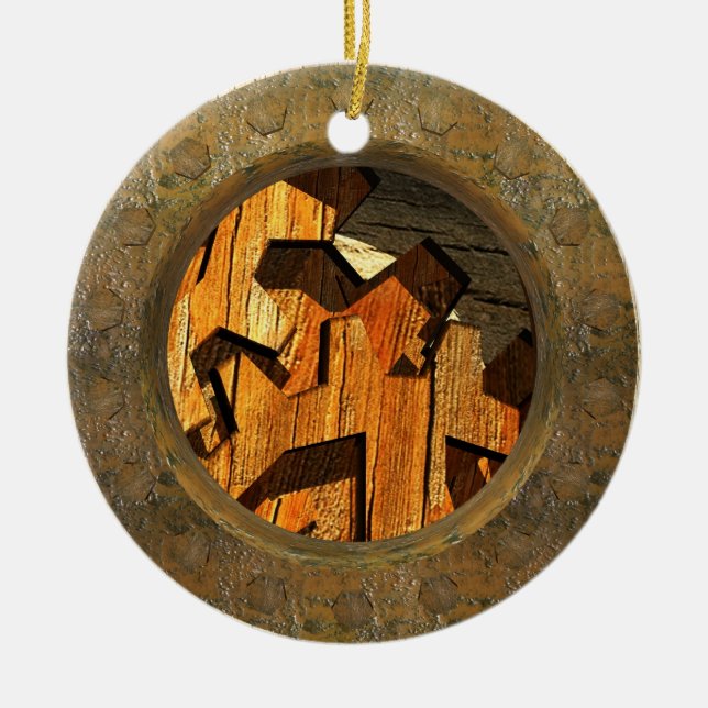 steampunkklocka julgransprydnad keramik (Framsidan)