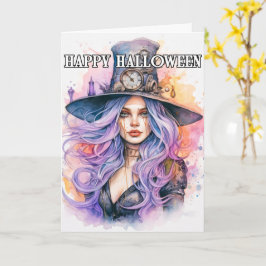 Steampunky Salem Witch | HAPPY HALLOWEEN Kort