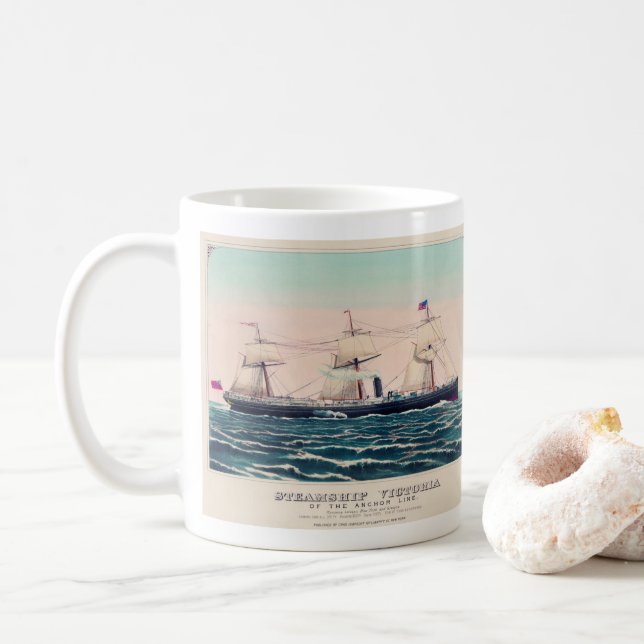 Steamship Victoria of the Anchor Line, 1876 Kaffemugg (Med munk)