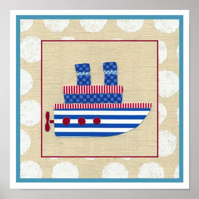 Steamship with Propeller and Blue Smokestacks Poster (Framsidan)