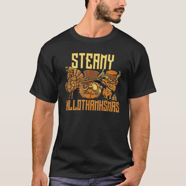 Steamy Hallothanksmas T Shirt (Framsida)