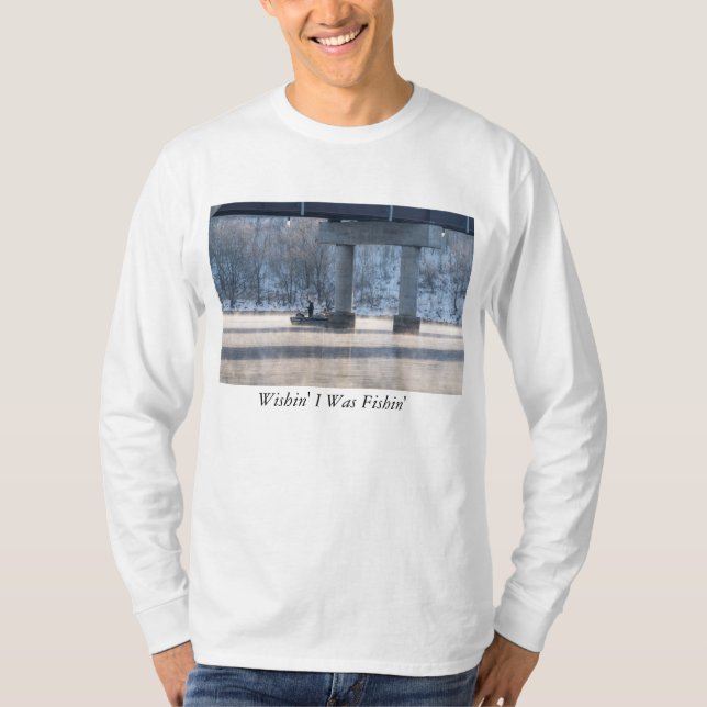 Steamy Winter Fishing Lake Taneycomo Long Sleeve T Shirt (Framsida)
