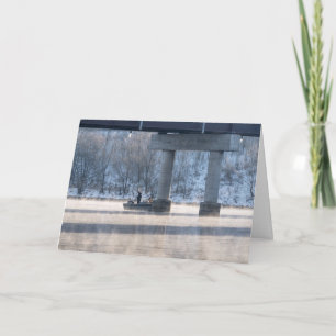 Steamy Winter Fishing Sjö Taneycomo Greeting Card Kort