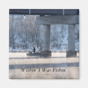 Steamy Winter Fishing Sjö Taneycomo Magnet