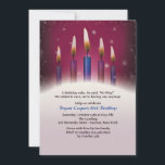 Stearinljus födelsedagsfest inbjudan<br><div class="desc">En partyinbjudan för en vuxen födelsedagfirande. Den bästa burgundyen har "att blinka tänder" och svimmar bubblar som en bakgrund och presenterar fem stearinljus i burgundy och blåtttoner. Kortet är lätt att skräddarsy med ditt uttrycka, stilsorten, stilsortsfärg, formar papper alternativ och primat av sex pappra typer. Vit packar inklusive in. Nervöst...</div>