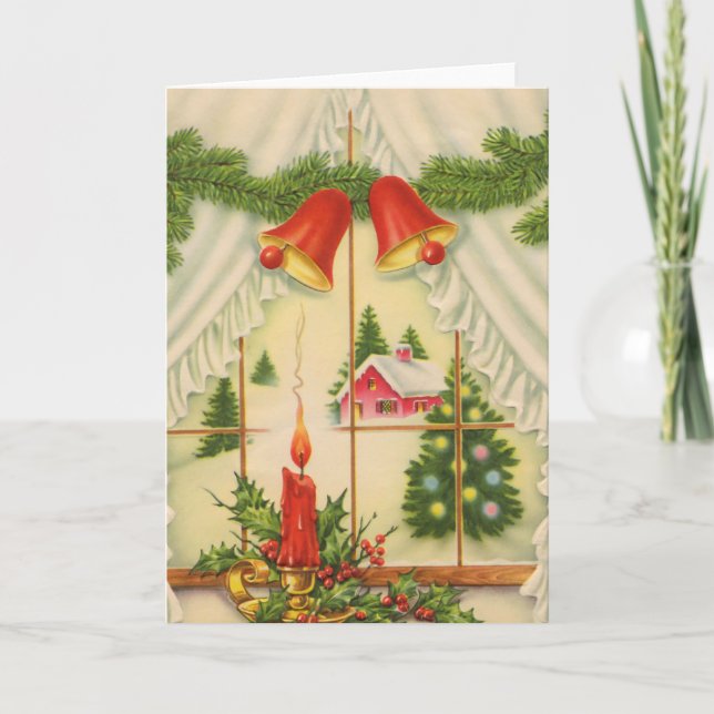 Stearinljus i fönstret helgkort (Framsida)