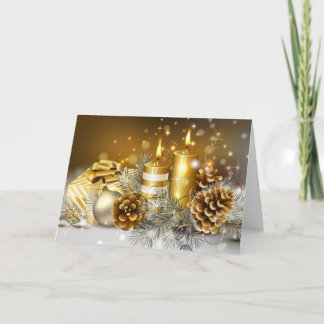 Stearinljus och kottar helgkort