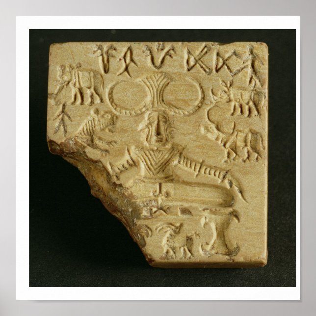 Steatite Pasupati-säl, Mohenjodaro, 2300-1750 BC Poster (Framsidan)