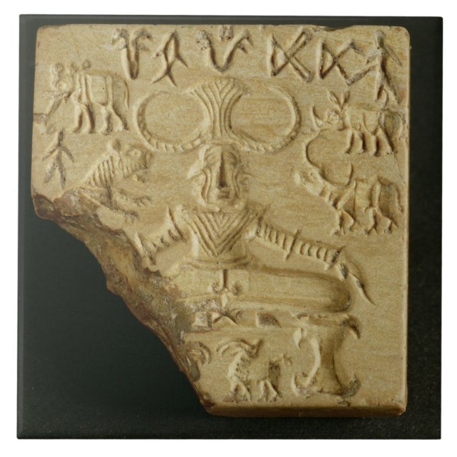 Steatiten Pasupati förseglar, Mohenjodaro, Kakelplatta (Framsidan)