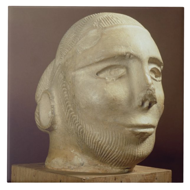 Steatiteporträtthuvud, Mohenjodaro, 2300-1750 BC Kakelplatta (Framsidan)