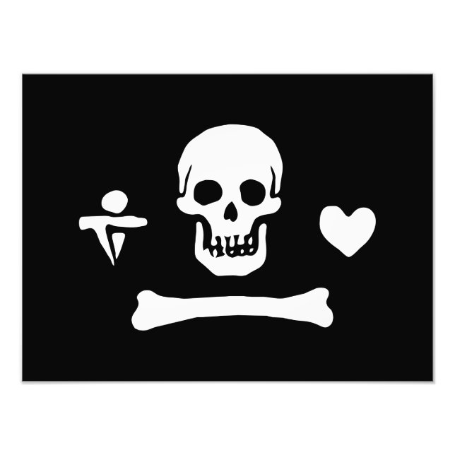 Stede Bonnet Pirat Flagga Jolly Roger Fototryck (Framsidan)