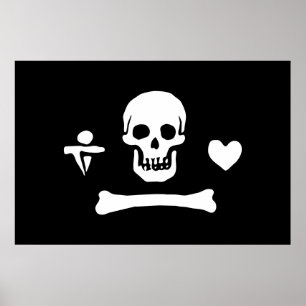 Stede Bonnet Pirat Flagga Jolly Roger Poster