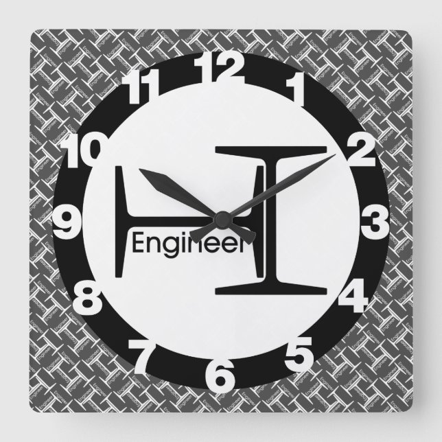 Steel Beam Ingenjör Mönster Fyrkantig Klocka (Framsida)