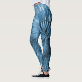 Steel Blue Grått Psychedelic Starburst Tie Dye Leggings