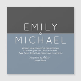 "Steel Blue MAGNETIC Bröllop spara datum Inbjudan