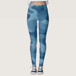 Steel Blue Monocolor Camo Leggings