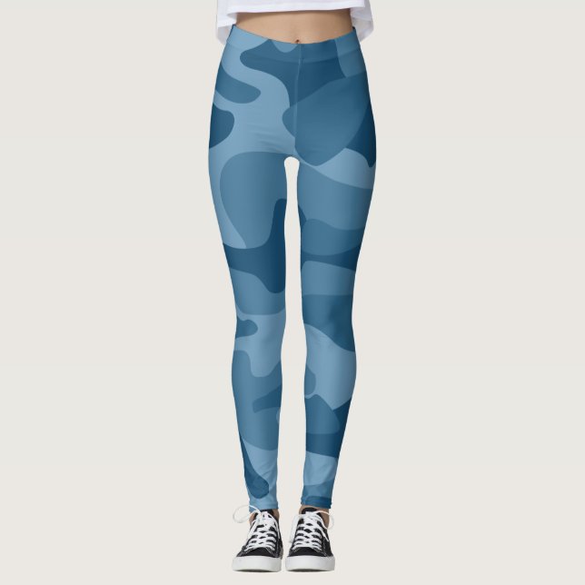 Steel Blue Monocolor Camo Leggings (Framsida)