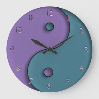 Steel Blue och Lavender Yin-Yang Symbol Clock Stor Klocka