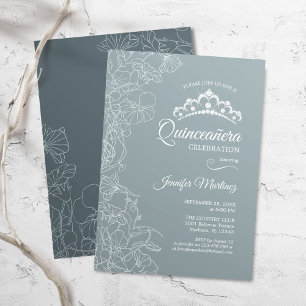 Steel Blue Quinceanera Party Inbjudningar