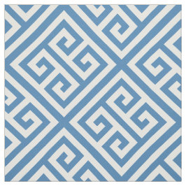 Steel Blue White Med Grekiska Nyckel Diag T Mönste Tyg