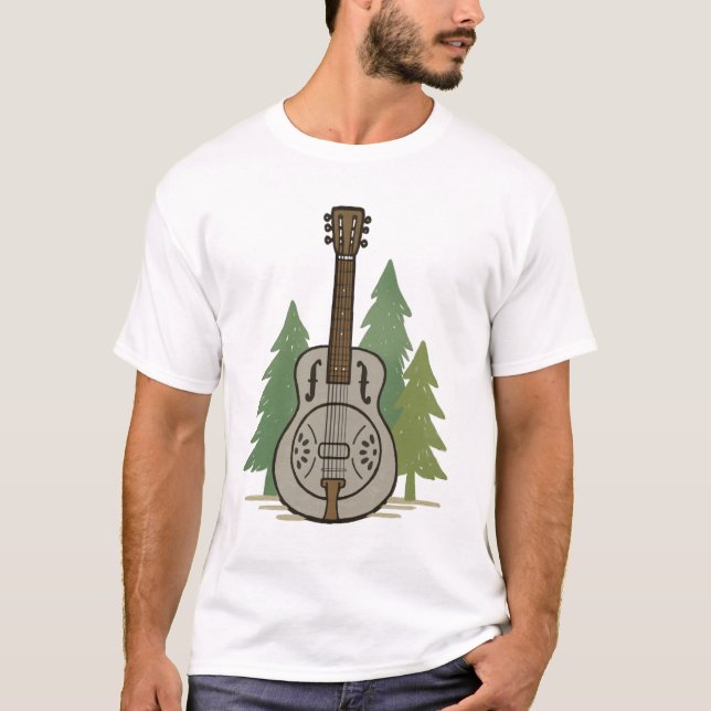 Steel Dobro Forest - Rustic Music Älskare Art T Shirt (Framsida)