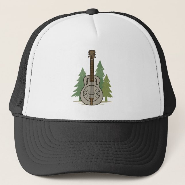 Steel Dobro Forest-Rustic Music Lover trucker hat Keps (Framsida)