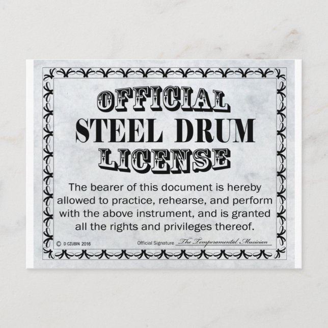 Steel Drum Licence Vykort (Framsida)
