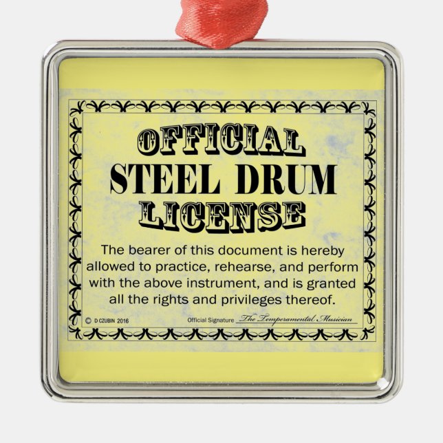 Steel Drum License Metall Ornament (Framsidan)