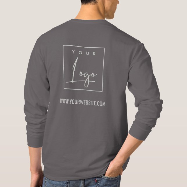 Steel Grått Business Lägg till din Logotyp Namn we T Shirt (Baksida)
