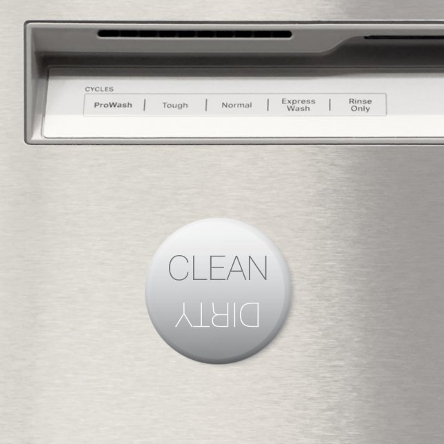 Steel Grått Round Clean eller Dirty Dishwasher Mag Magnet (In Situ (Dishwasher))