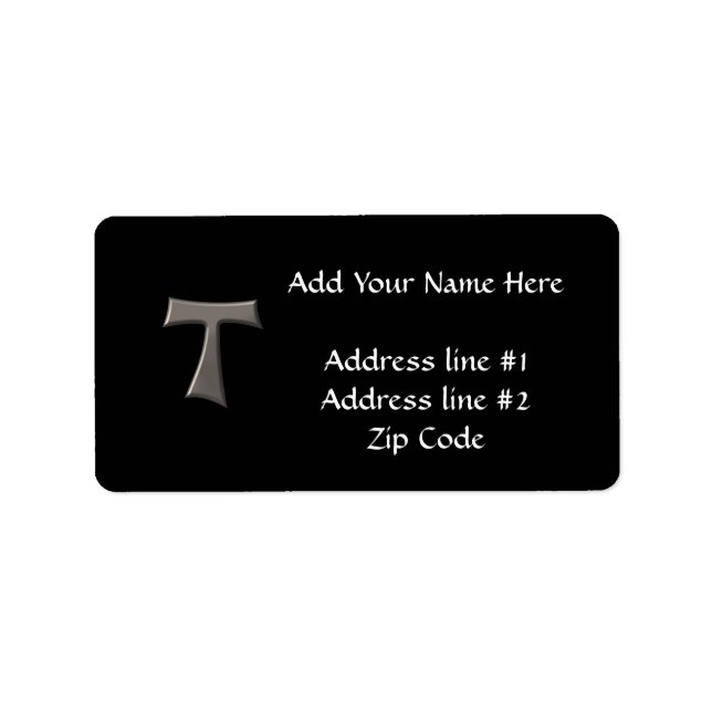 Steel Grått Se Franciscan Tau Kor Adressetikett (Framsidan)