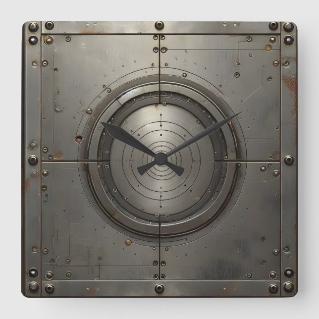 steel object fyrkantig klocka (Framsida)