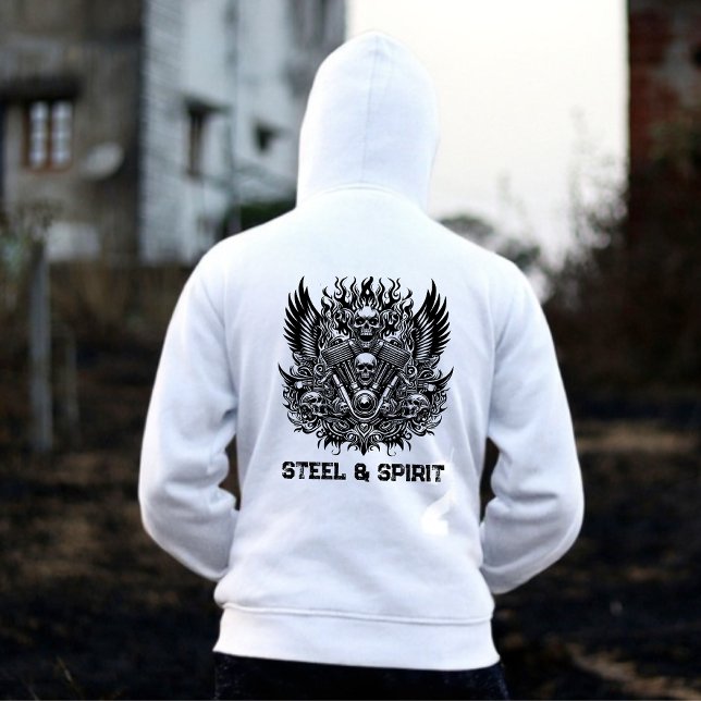 Steel & Spirit Biker Skull Hoodie (Skapare uppladdad)