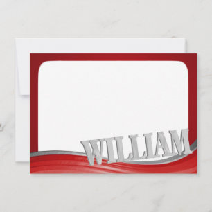 Steel Wave Red med Namn William Flat Note Anteckningskort