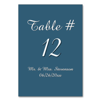 Steele Blue och White Namn och Date Bordsnummer