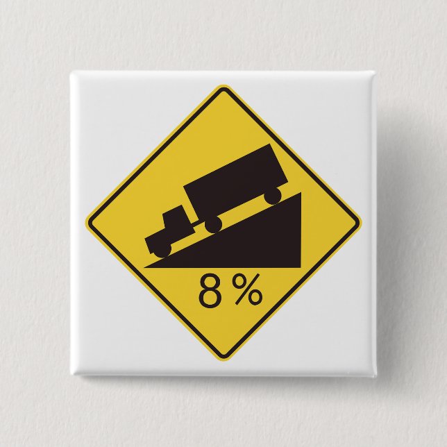 Steep Grade Traffic Sign Trucking Hauling Caution Knapp (Framsida)