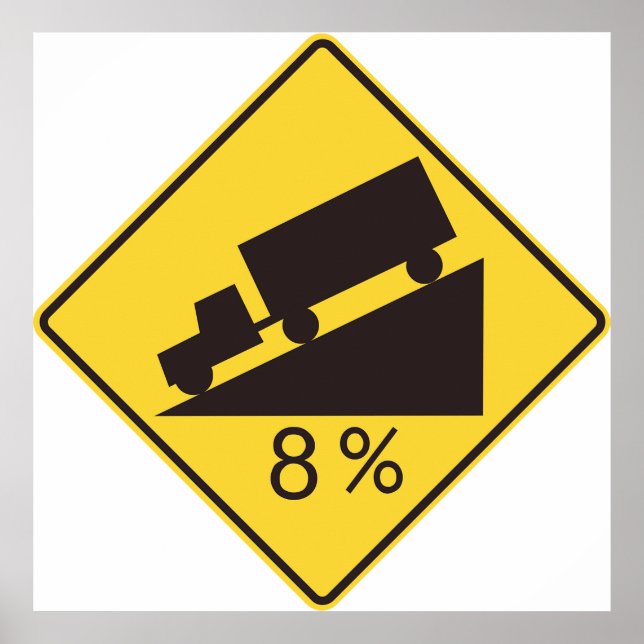 Steep Grade Traffic Sign Trucking Hauling Caution Poster (Framsidan)