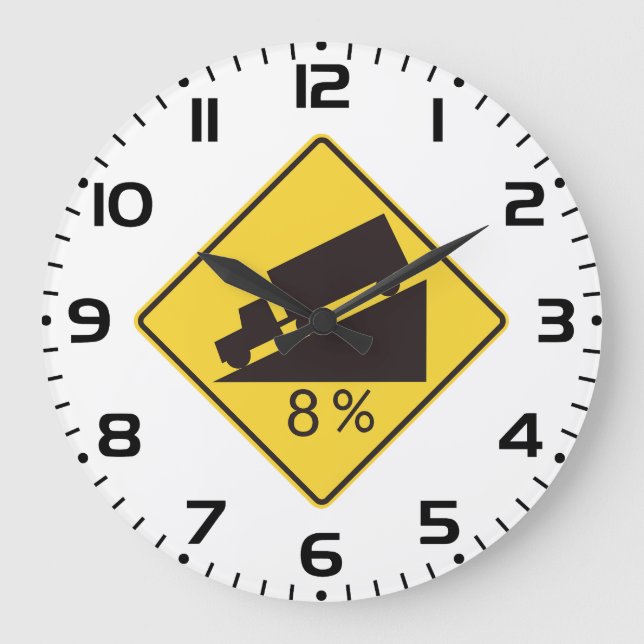 Steep Grade Traffic Sign Trucking Hauling Caution Stor Klocka (Framsida)